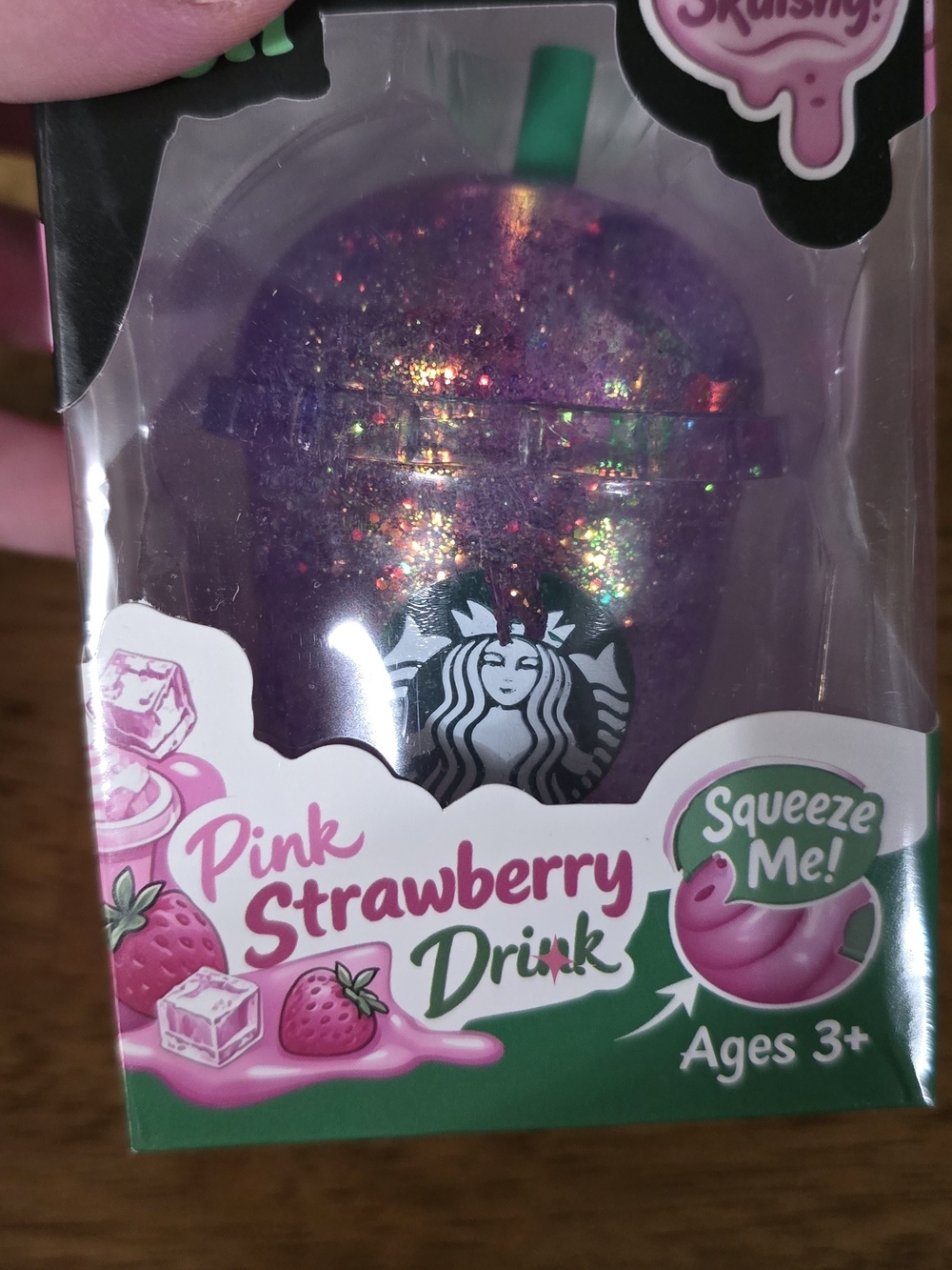 Starbucks Purple Glitter Squeeze Drink Toy